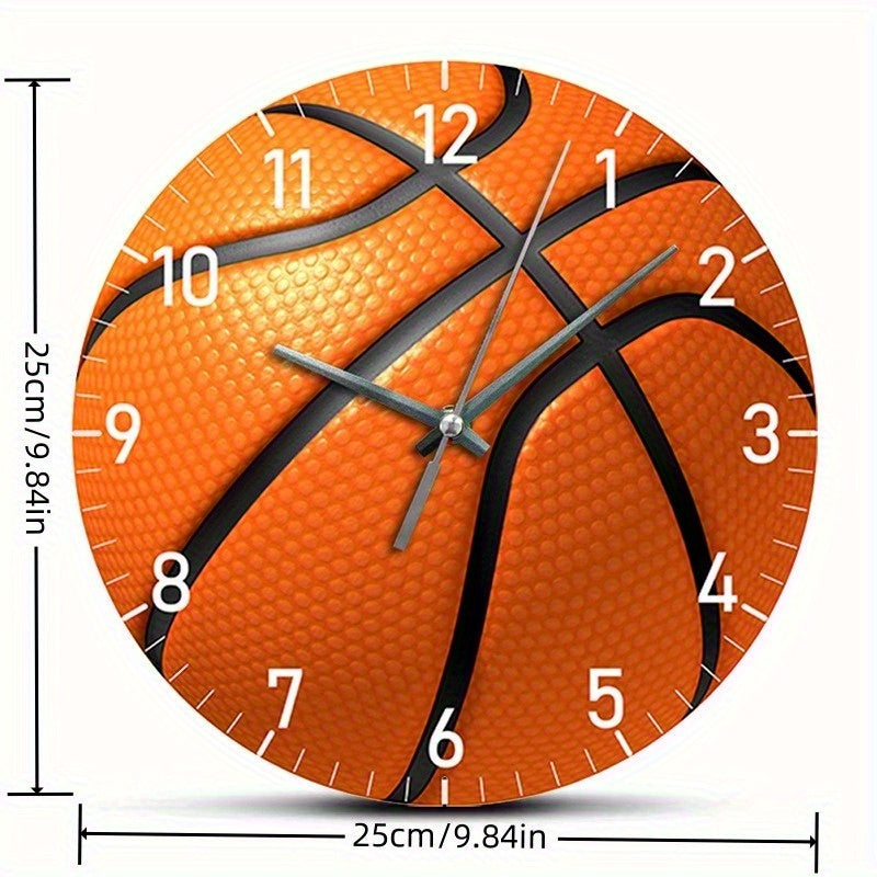 HoopsTime - Silent Basketball Wall Clock, Battery Powered