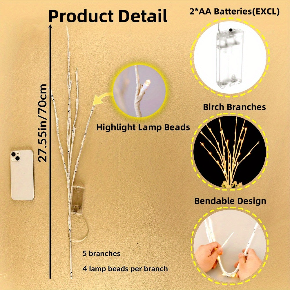 BranchGlow - Lámpara de pie Majisu LED Tak, 69,85 cm, 20 LED Blanco cálido