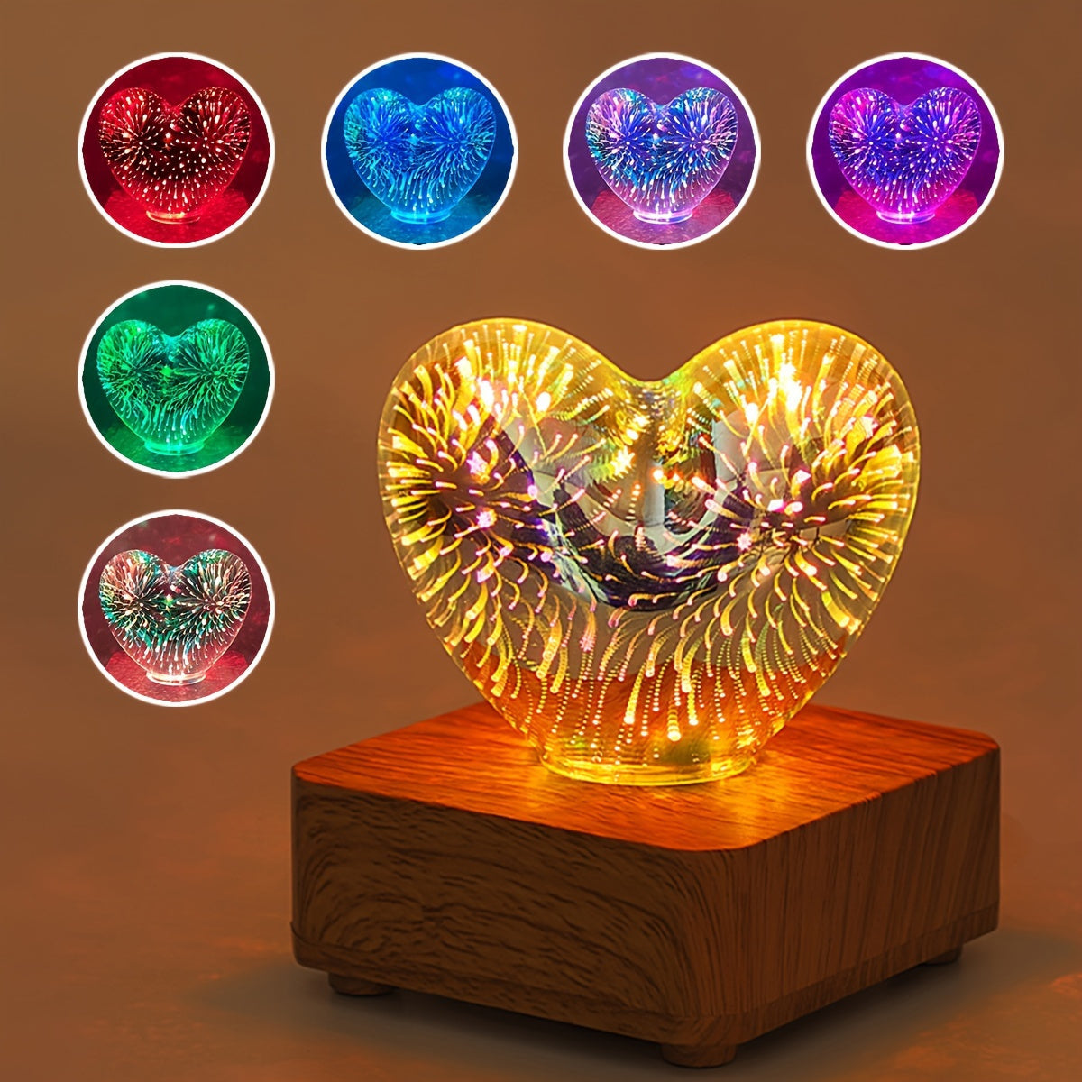 LoveLight - 3D Hart Vuurwerk LED Nachtlampje, USB-aangedreven