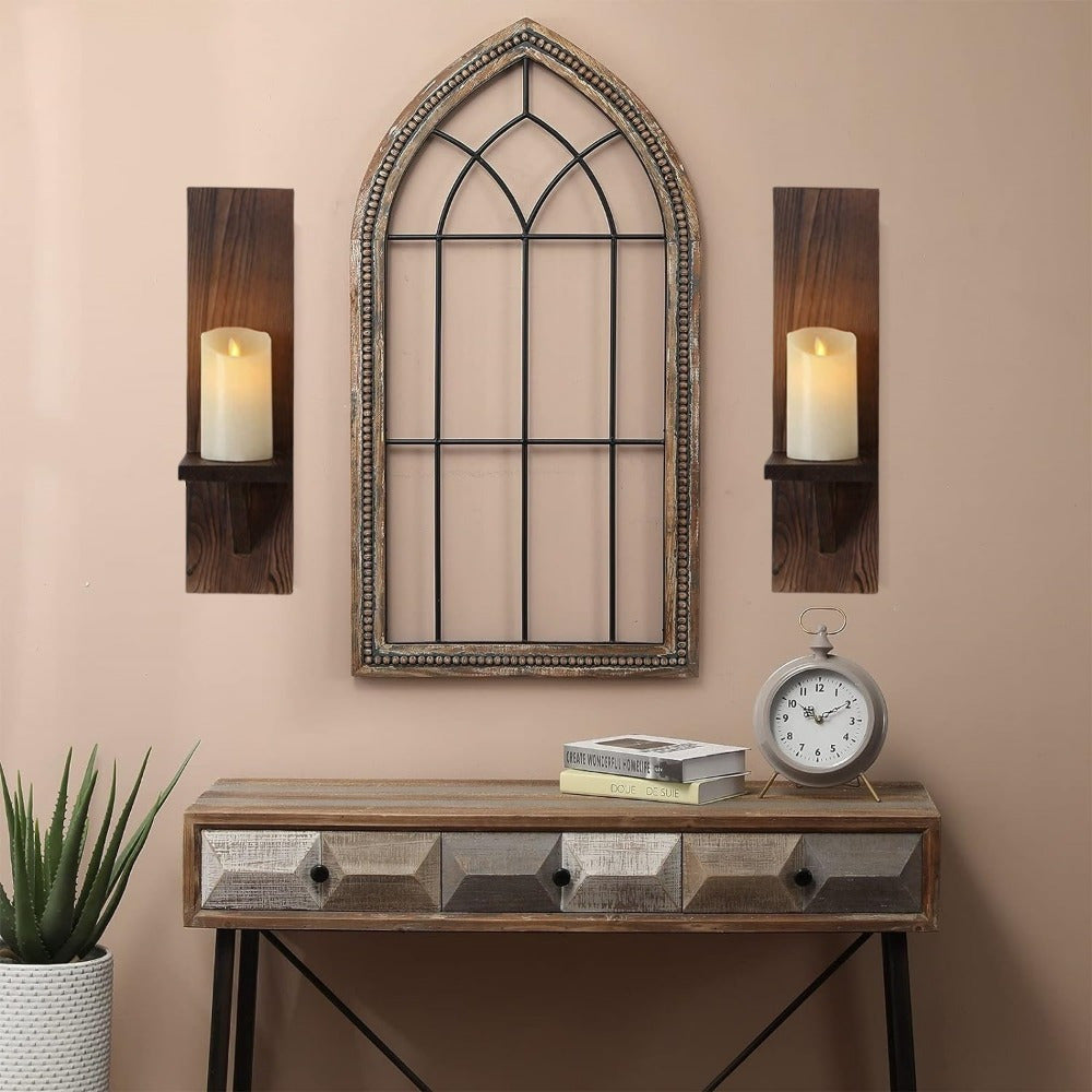 RusticCandle - Set van 2 Houten Wandkaarsenhouders voor Gang en Boerderijdecor