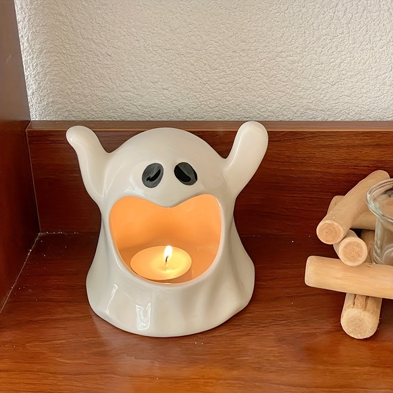 Halloween Spook Keramische Kaarsenhouder - Aromatherapie Tafel Kandelaars, Feestelijke Decoratie (1 Stuk)