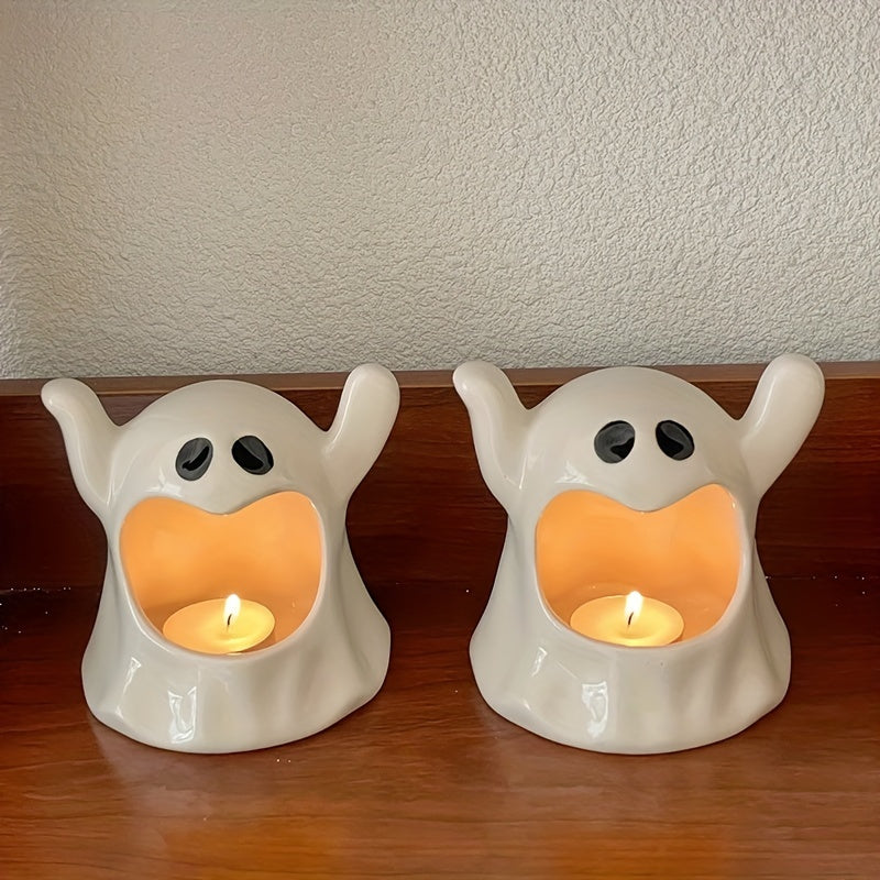 Halloween Spook Keramische Kaarsenhouder - Aromatherapie Tafel Kandelaars, Feestelijke Decoratie (1 Stuk)