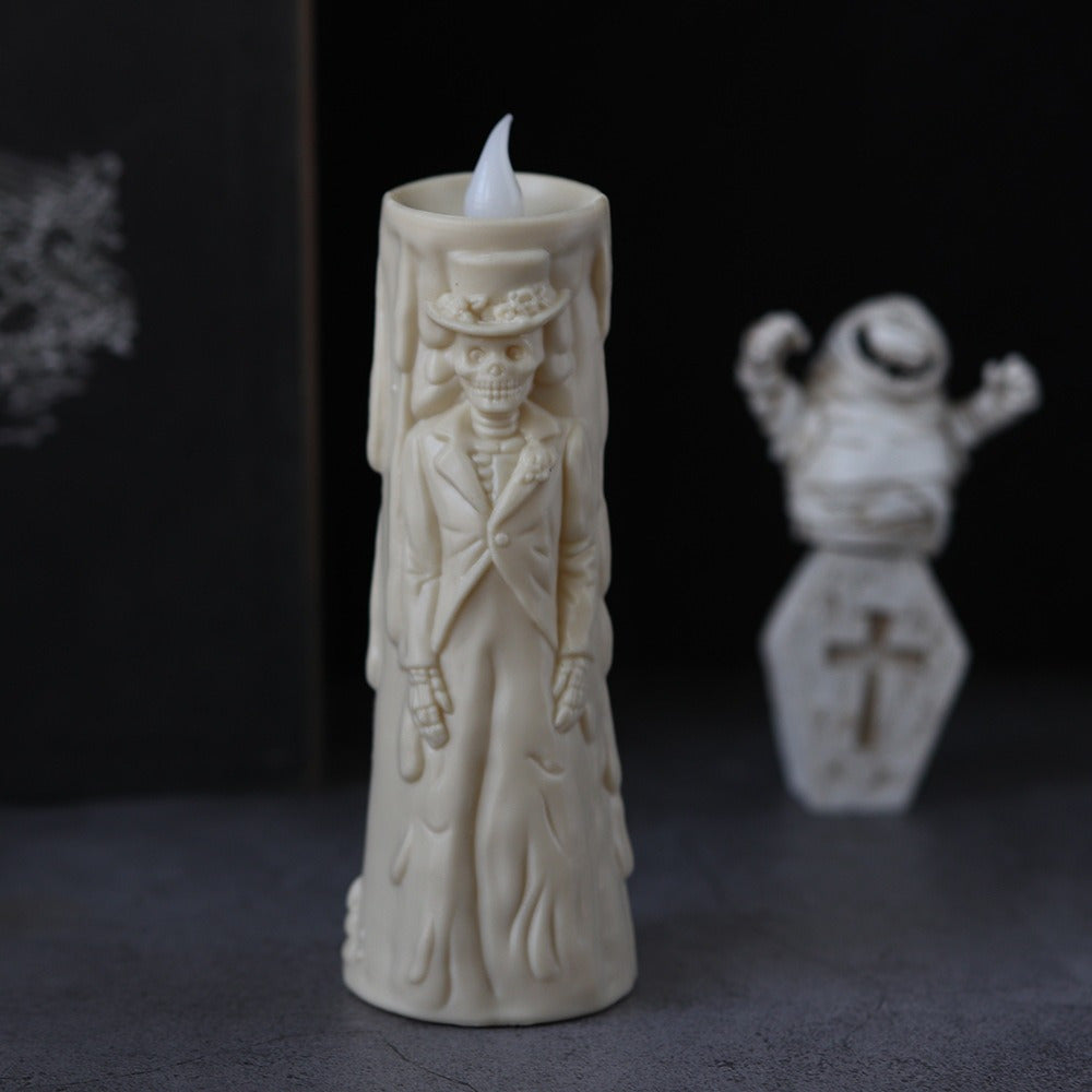 Set di Candele LED Spettrali: Teschio Luminoso Sposa & Sposo - Perfetto per Halloween e Decorazioni per Feste