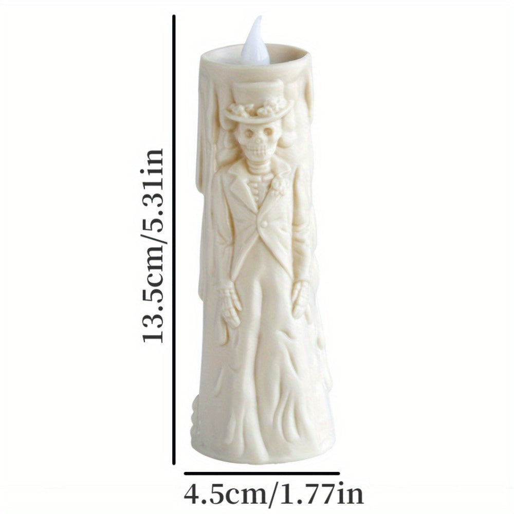Set di Candele LED Spettrali: Teschio Luminoso Sposa & Sposo - Perfetto per Halloween e Decorazioni per Feste