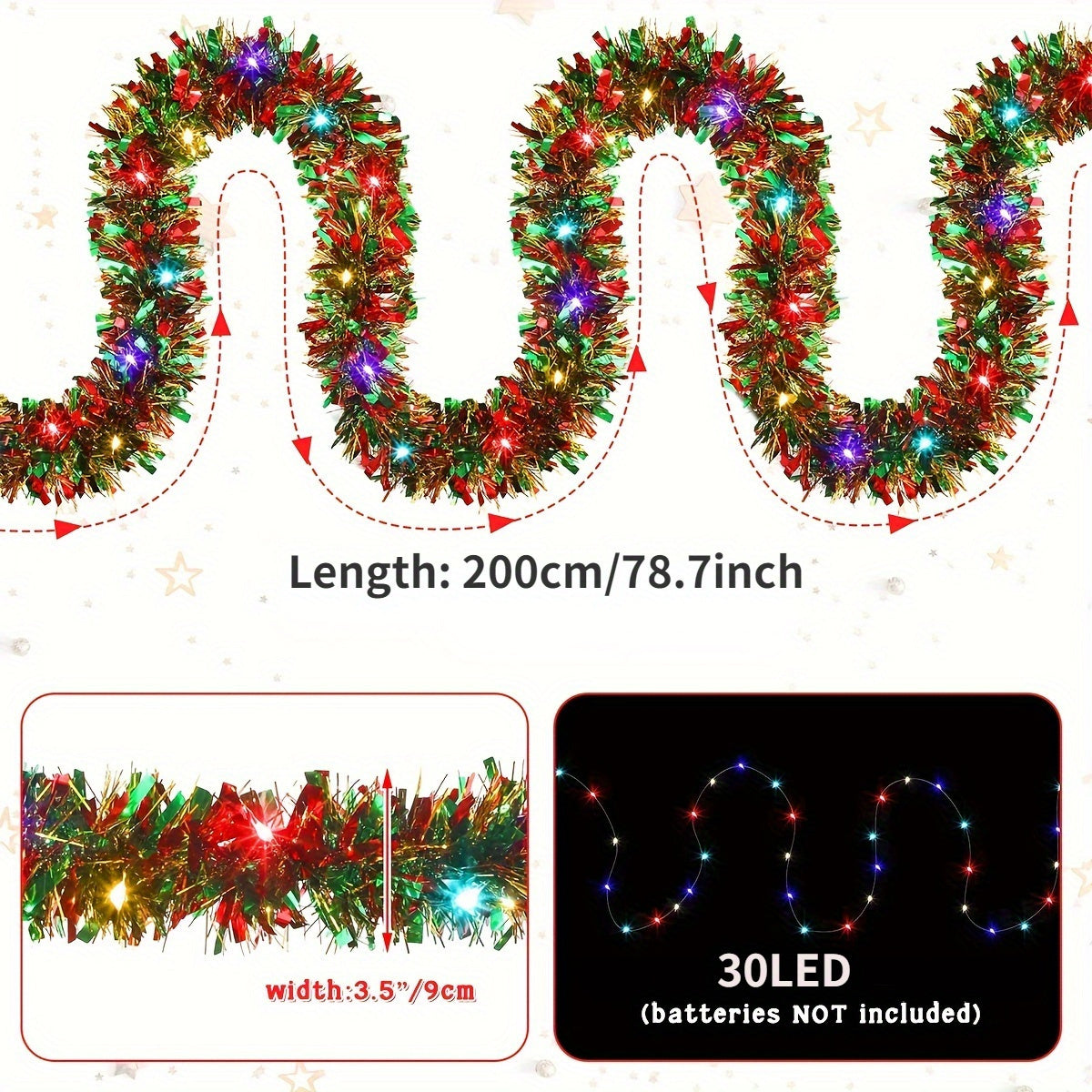 GlowGarland - 2-Pack LED Kerstguirlande met 30 Lampjes