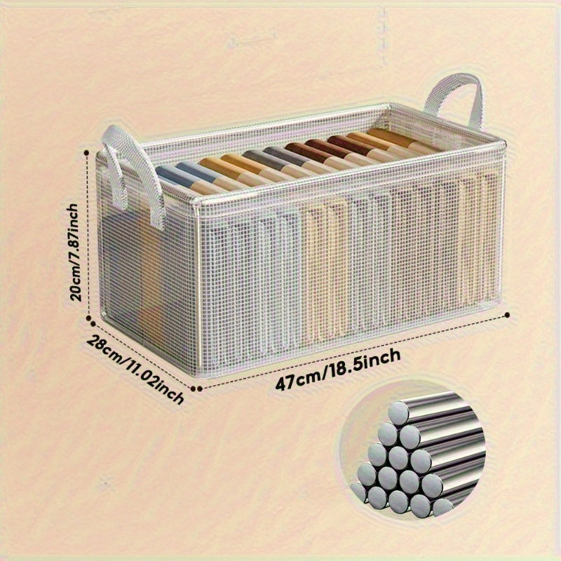 4-Pack Kunststof Opbergboxen met Stalen Frame en Versterkte Handgrepen – Transparante Stapelbare Organizer met Deksel