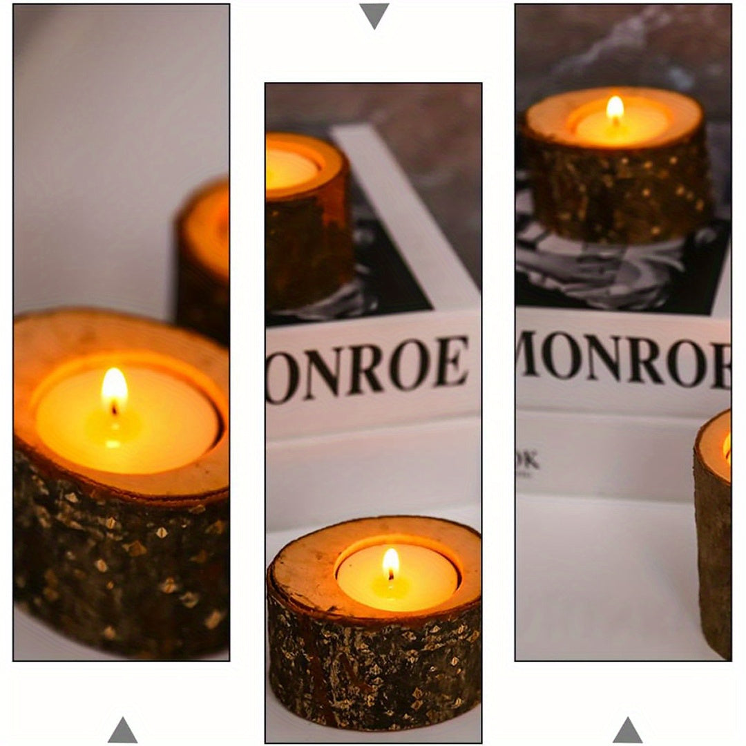 40-Pack Wooden Tealight Holders - Rustic Candle Holders for Holidays and Weddings