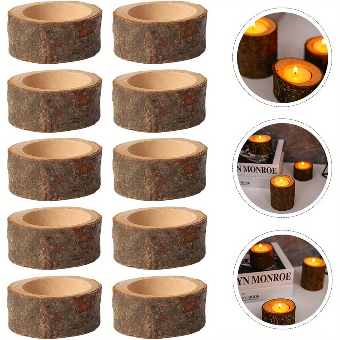 40-Pack Wooden Tealight Holders - Rustic Candle Holders for Holidays and Weddings