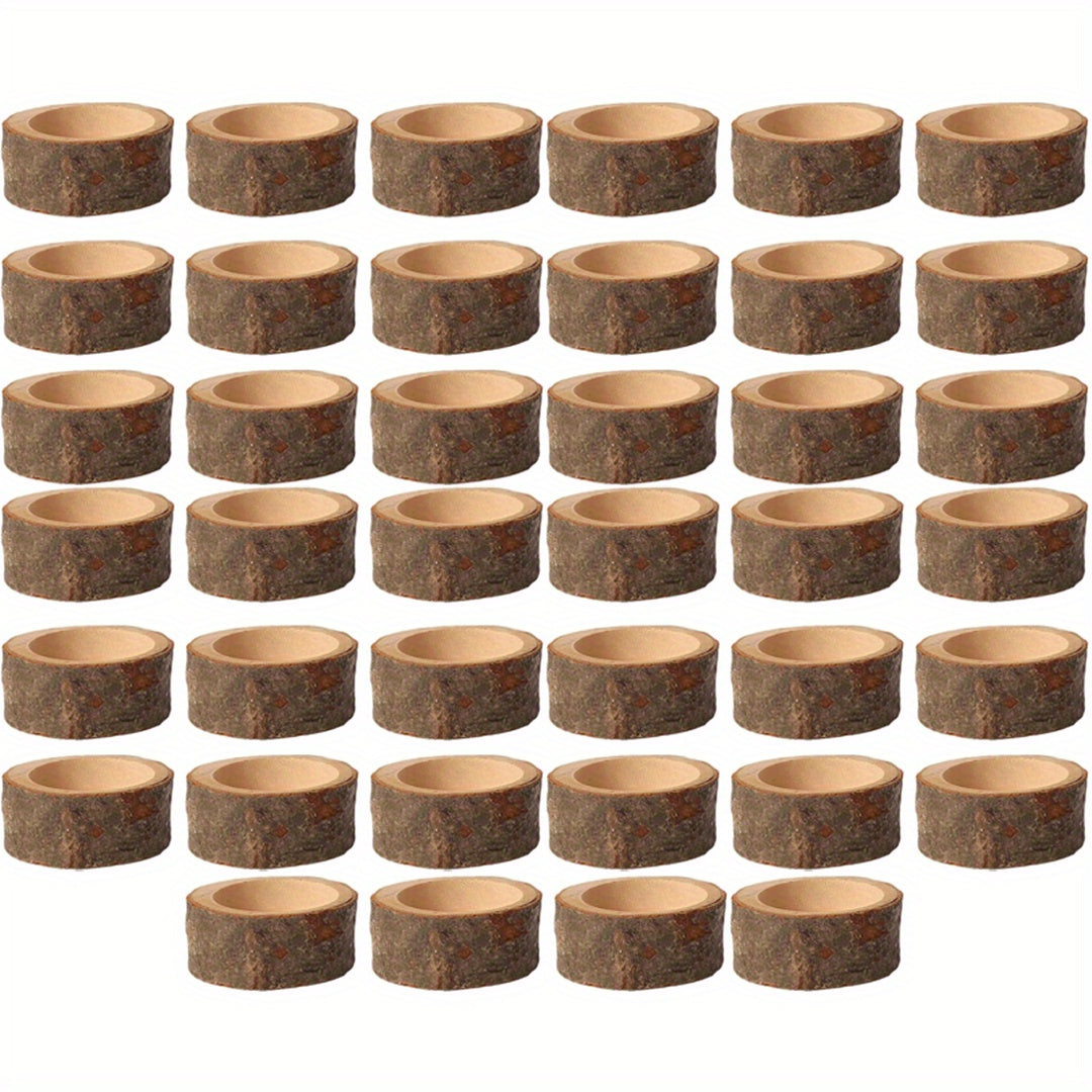 40-Pack Wooden Tealight Holders - Rustic Candle Holders for Holidays and Weddings