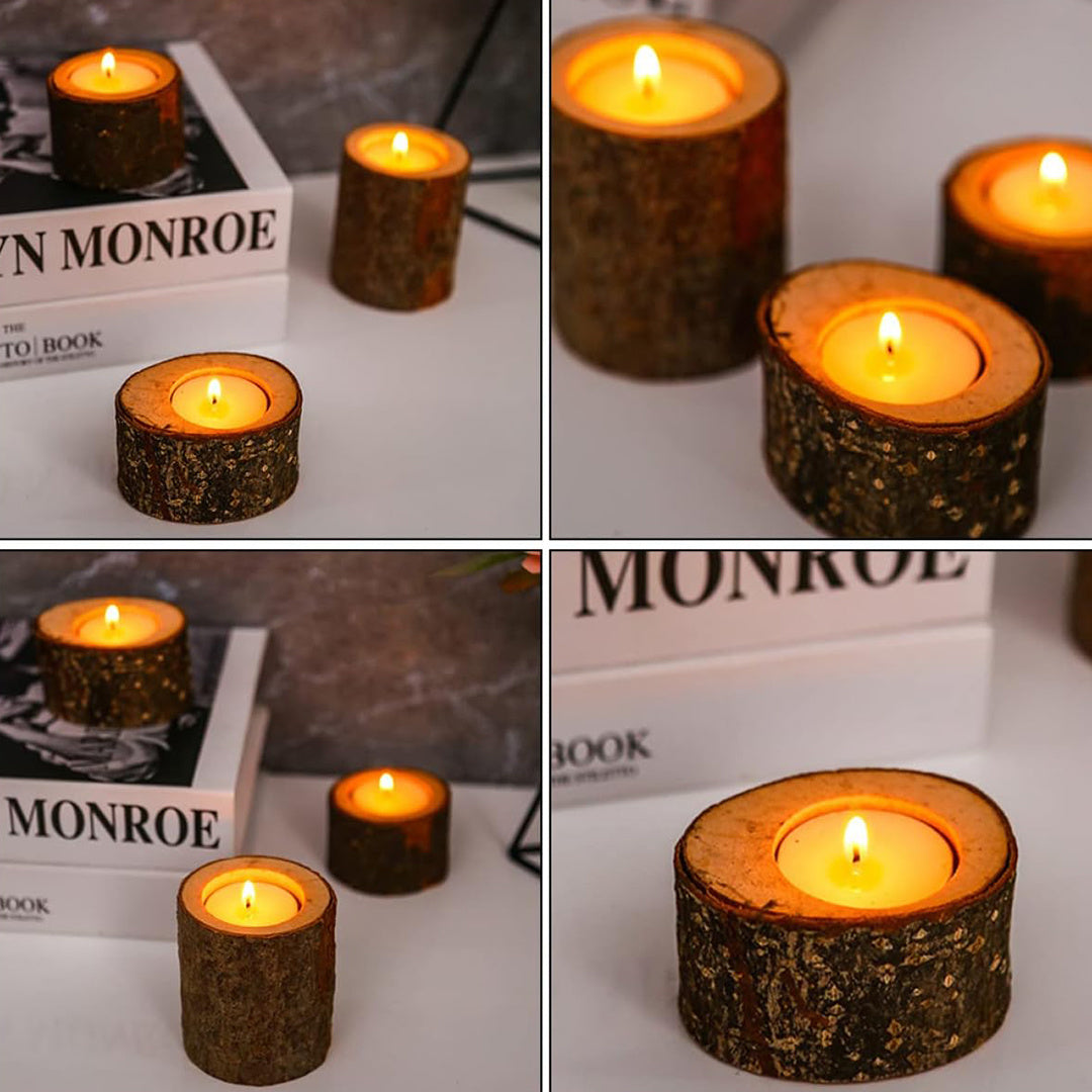 40-Pack Wooden Tealight Holders - Rustic Candle Holders for Holidays and Weddings