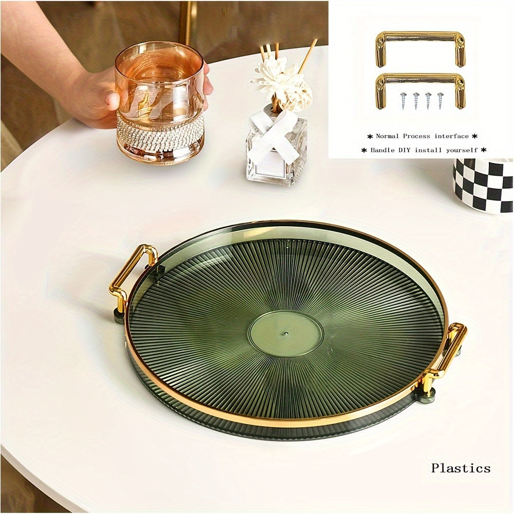 AcrylicTray - Acryl Serveerschaal met Gouden Handgrepen | Voor Dessert & Snack