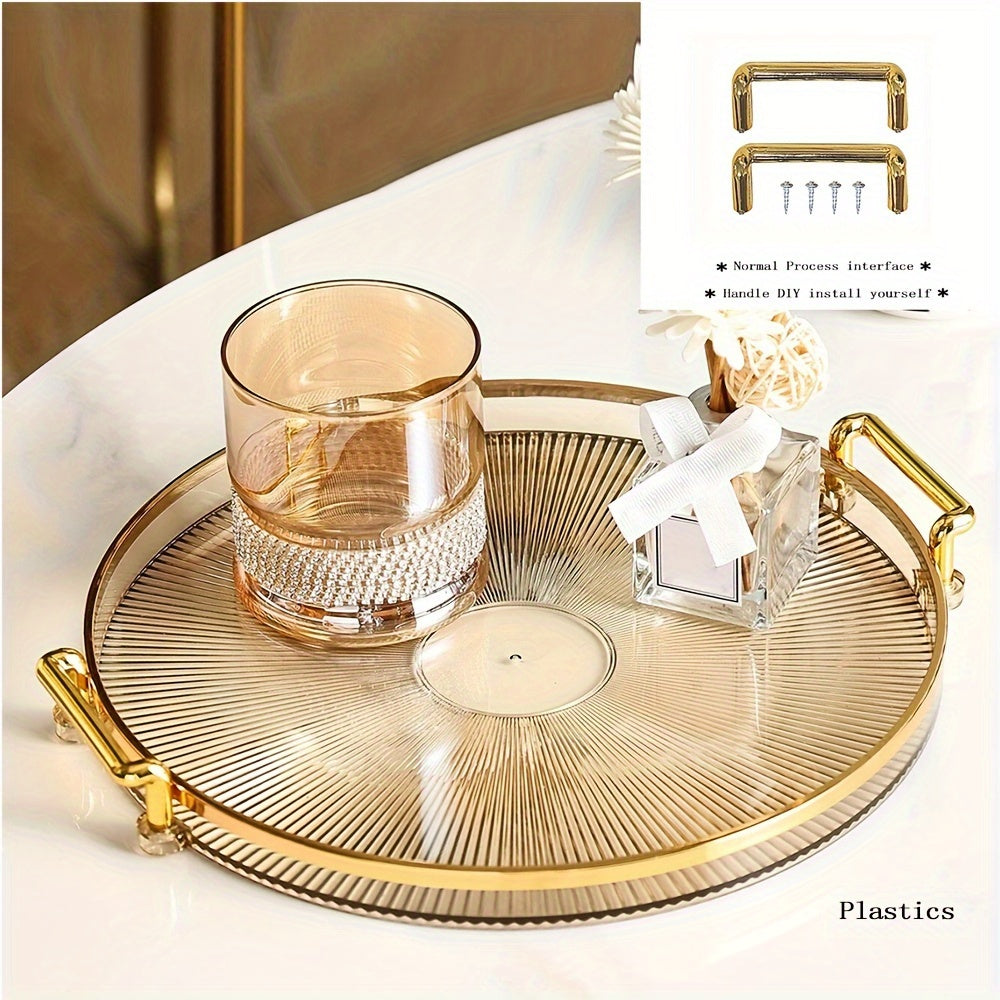 AcrylicTray - Acryl Serveerschaal met Gouden Handgrepen | Voor Dessert & Snack