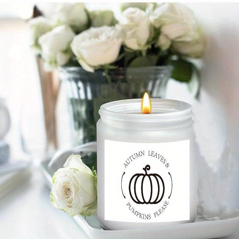 Candela profumata Foglie d'autunno e Zucche - Barattolo di vetro con coperchio, Aromaterapia stagionale senza elettricità