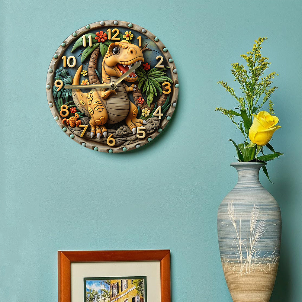 DinoTime - Reloj de pared de dinosaurio divertido
