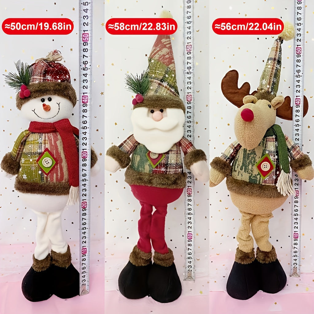 HolidayPop - Staande Kerst Figurineset van 3, Rendier, Sneeuwman & Kerstman