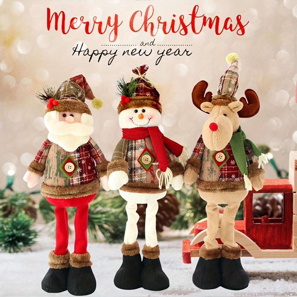 HolidayPop - Staande Kerst Figurineset van 3, Rendier, Sneeuwman & Kerstman