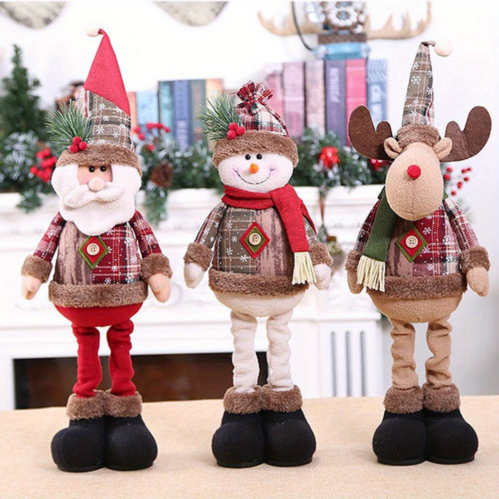 HolidayPop - Staande Kerst Figurineset van 3, Rendier, Sneeuwman & Kerstman