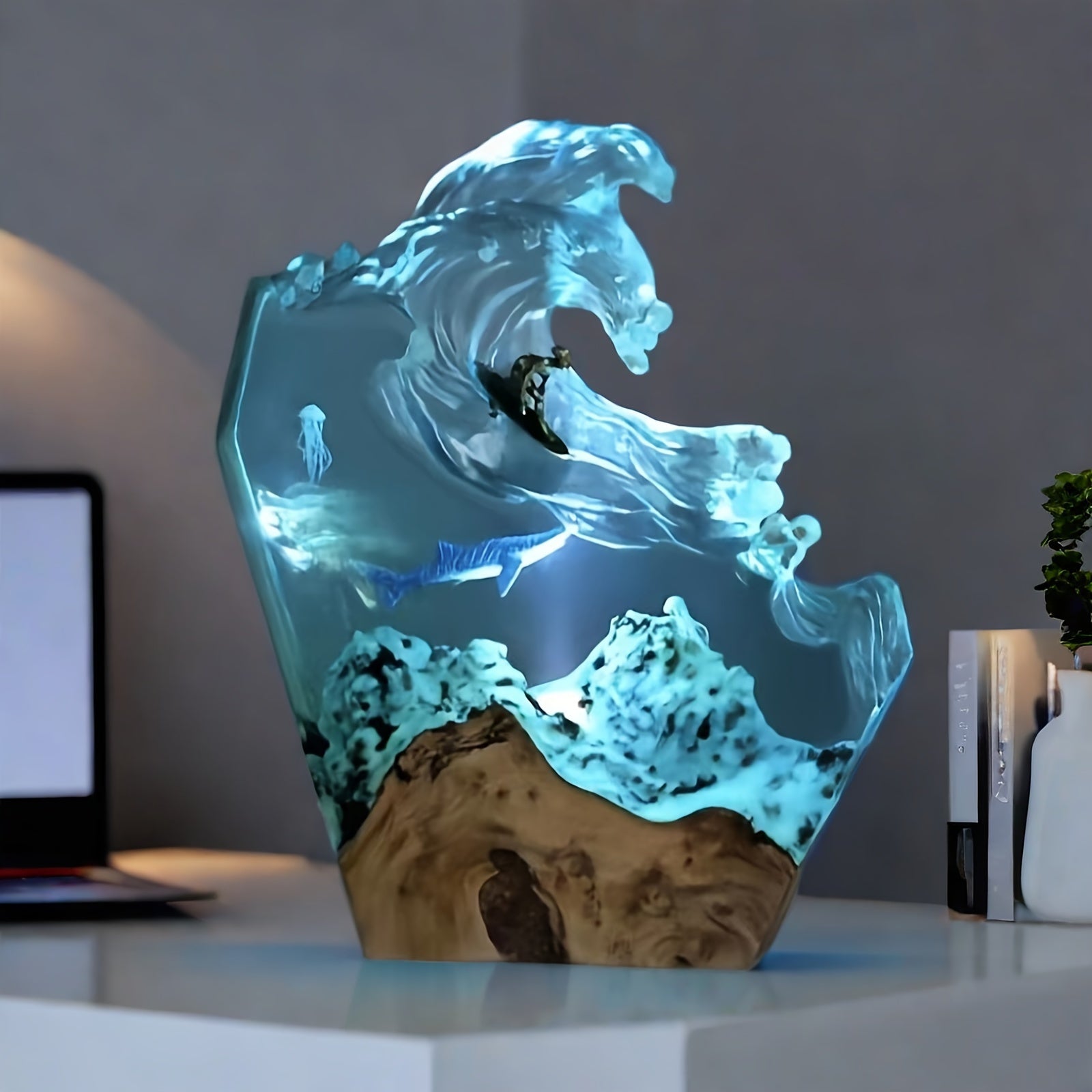 OceanGlow - Handgemaakte Harslamp met Walvis Ontwerp