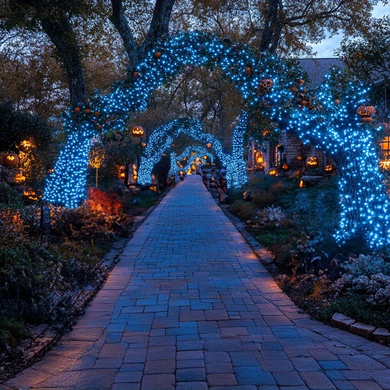 SolarGlow - Blue Solar Rope Lights, Dimmable Outdoor Light String