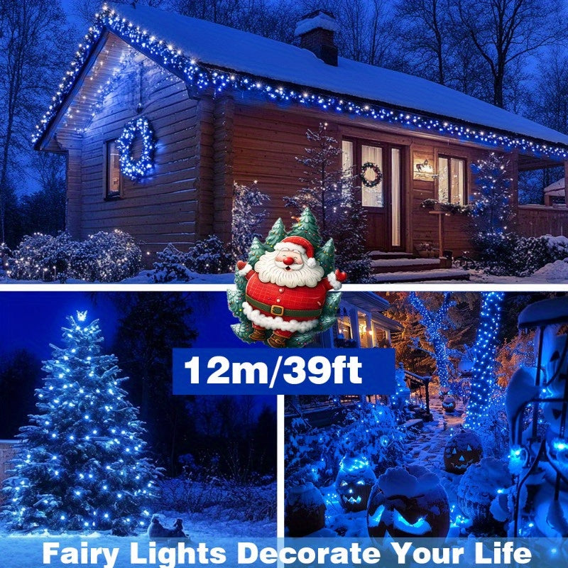 SolarGlow - Blue Solar Rope Lights, Dimmable Outdoor Light String
