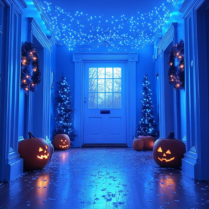 SolarGlow - Blue Solar Rope Lights, Dimmable Outdoor Light String