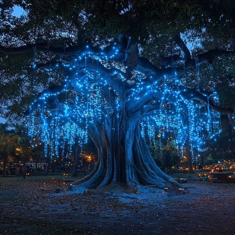 SolarGlow - Blue Solar Rope Lights, Dimmable Outdoor Light String