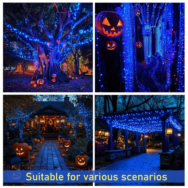 SolarGlow - Blue Solar Rope Lights, Dimmable Outdoor Light String