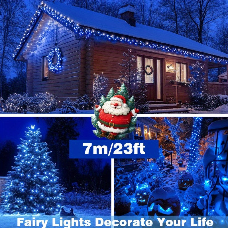 SolarGlow - Blue Solar Rope Lights, Dimmable Outdoor Light String