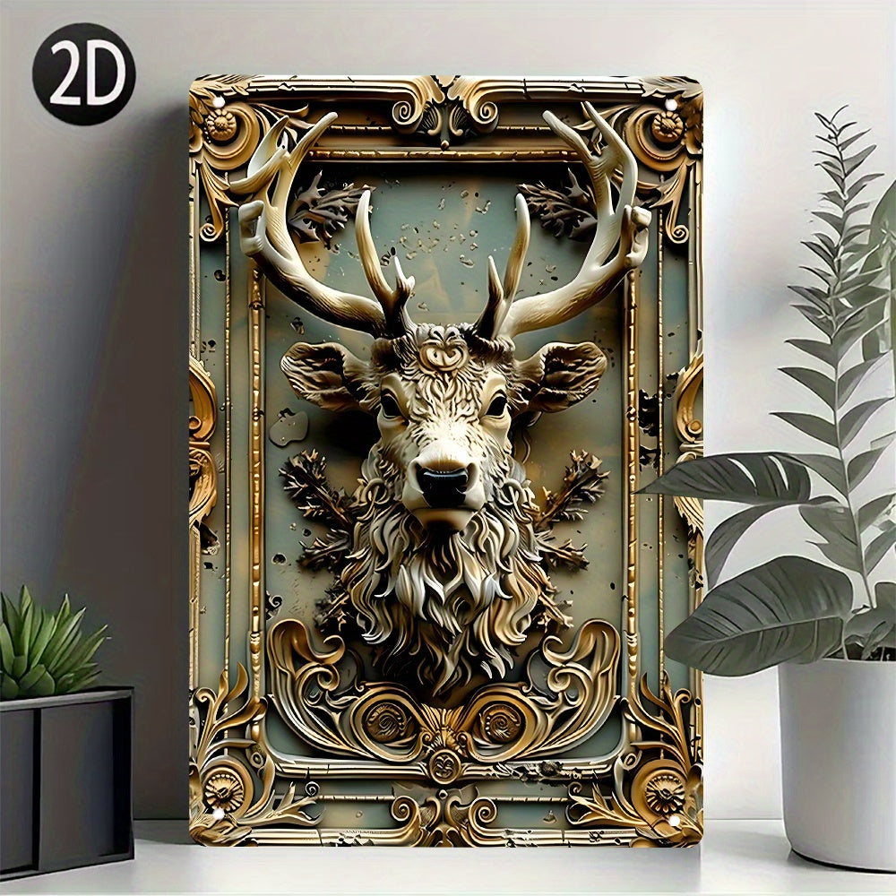 DeerPlaque - Vintage 3D Hertenkop IJzeren Muurkunst