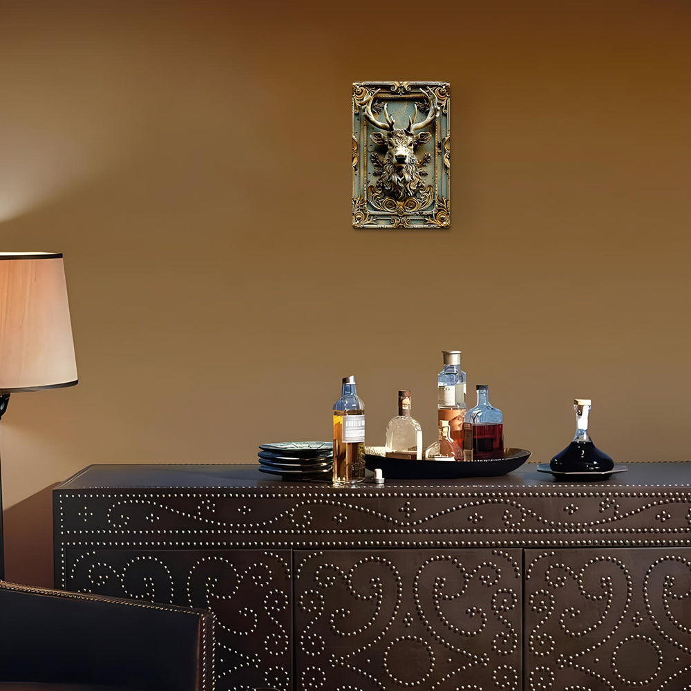 DeerPlaque - Vintage 3D Hertenkop IJzeren Muurkunst