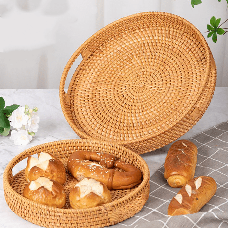 RattanServe - Vassoio Intrecciato in Rattan Naturale | Per Cucina e Sala da Pranzo