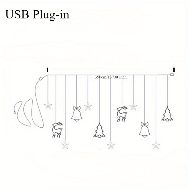 FestiveGlow - USB LED Kerstlichtsnoer met Boom, Rendier & Belvormen