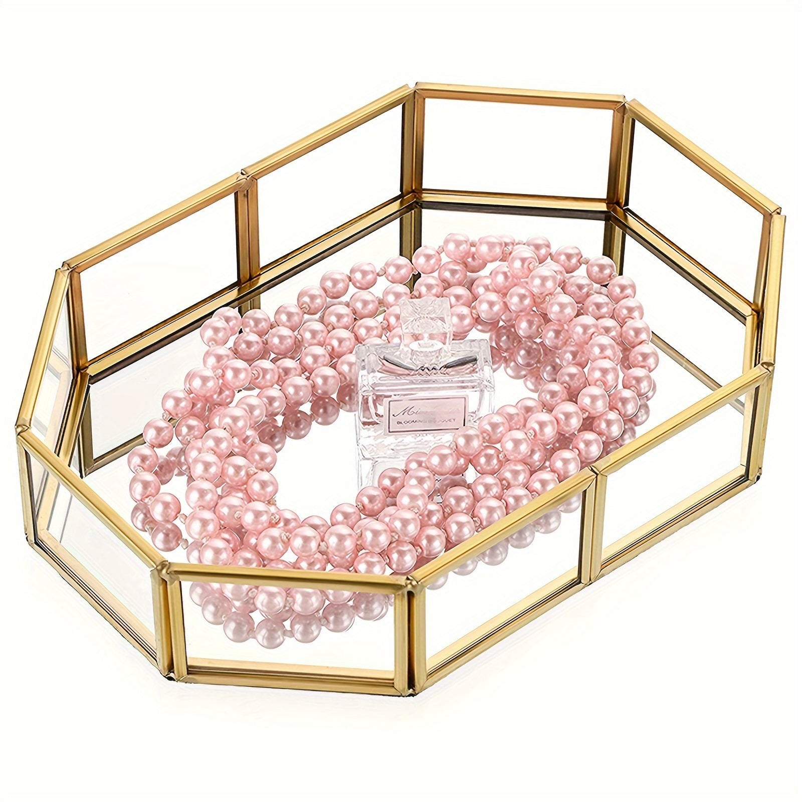 OctaGlass - Vetro Specchio Ottagonale Vintage Vassoio per Trucco