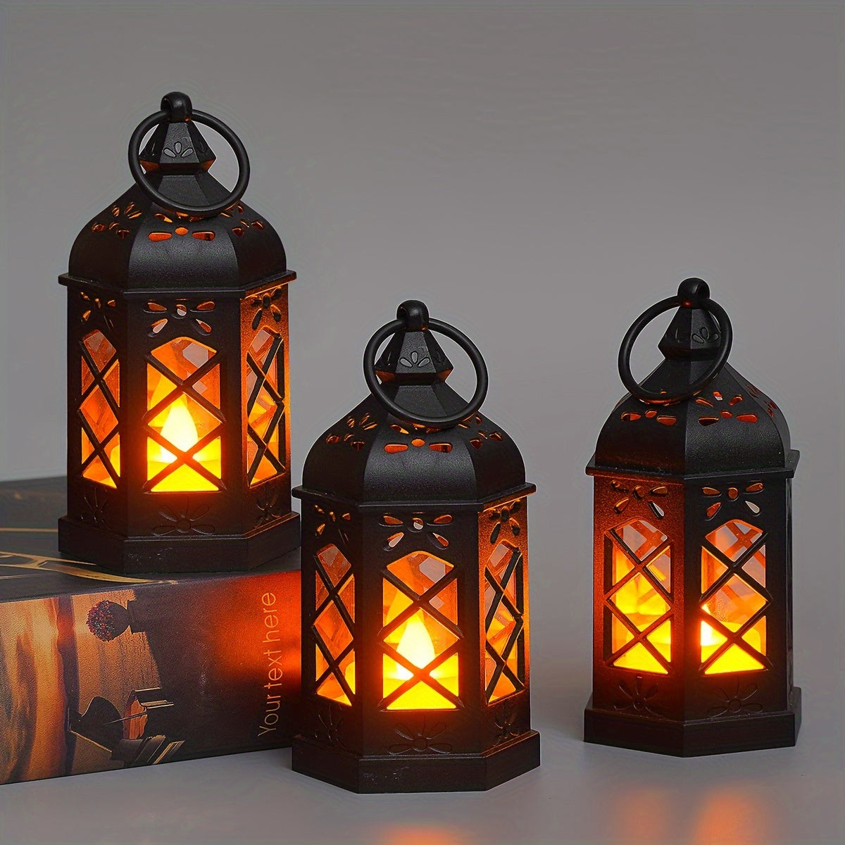 LuxeGlow - Rustic LED Lanterns, Set of 2/4/6/12, Vintage Battery-Powered Hanging Decoration for Parties & Christmas