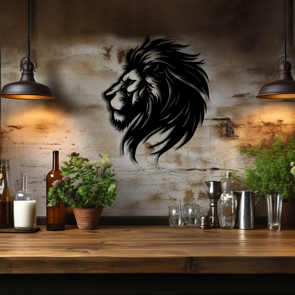 LionArt - Rustieke Leeuw Hoofd Wandkunst