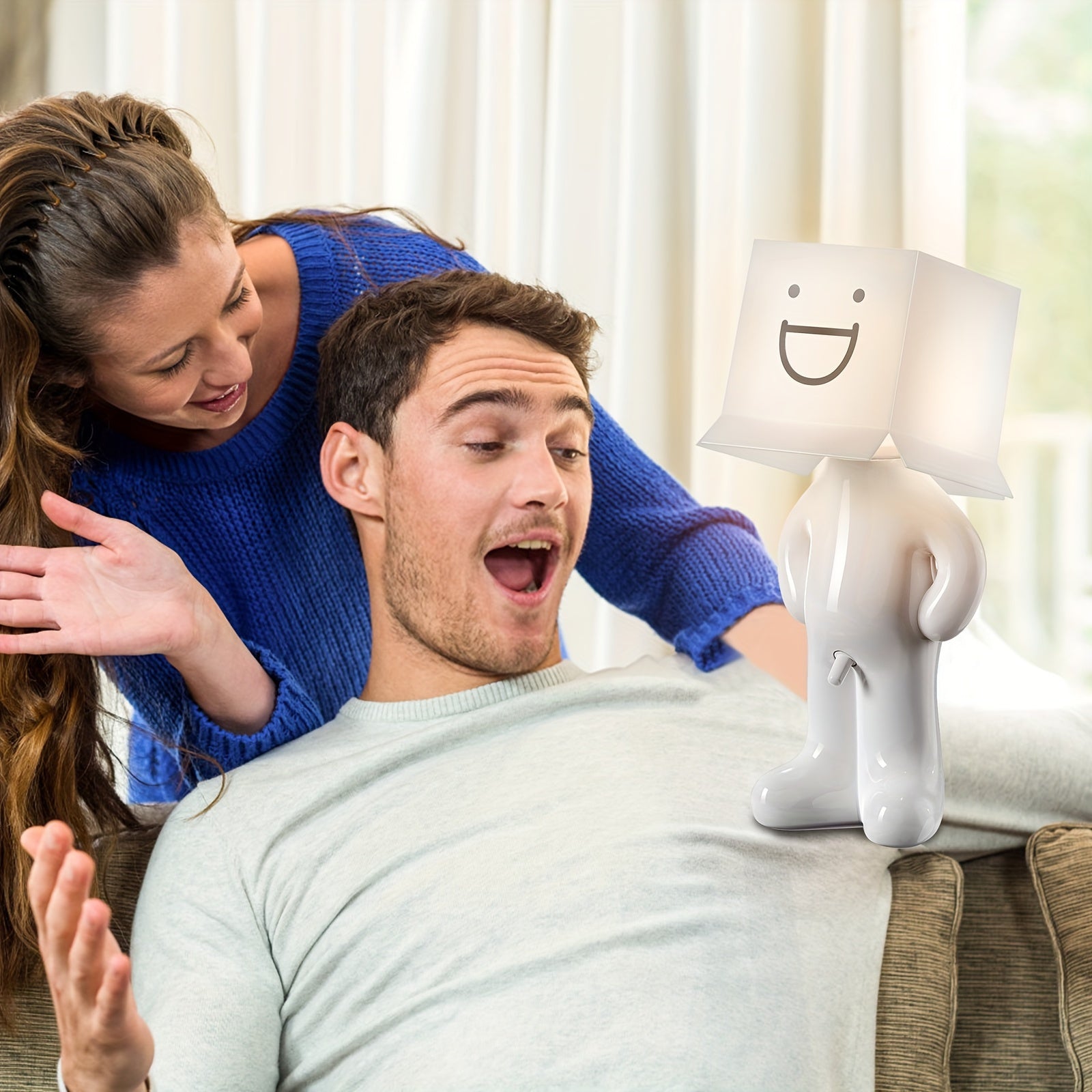 CartoonGlow - Lámpara de mesa de dibujos animados con alimentación USB, luz LED y control por botón pulsador