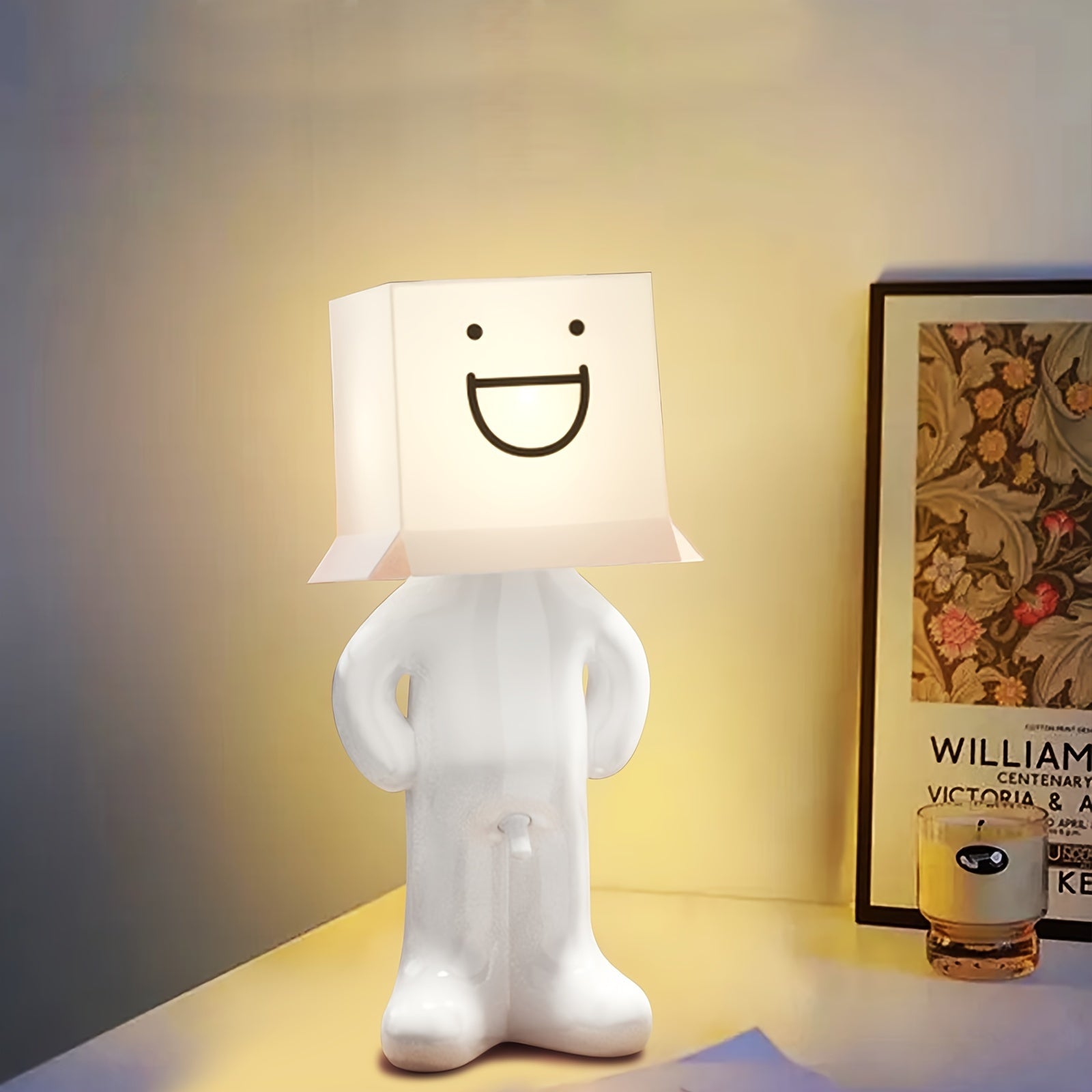 CartoonGlow - Lámpara de mesa de dibujos animados con alimentación USB, luz LED y control por botón pulsador