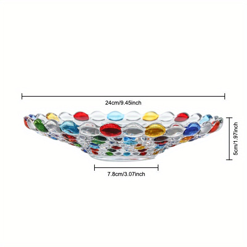 BohoServe-Kom de lunares - Colorido cuenco de vidrio para frutas para el hogar y la cocina