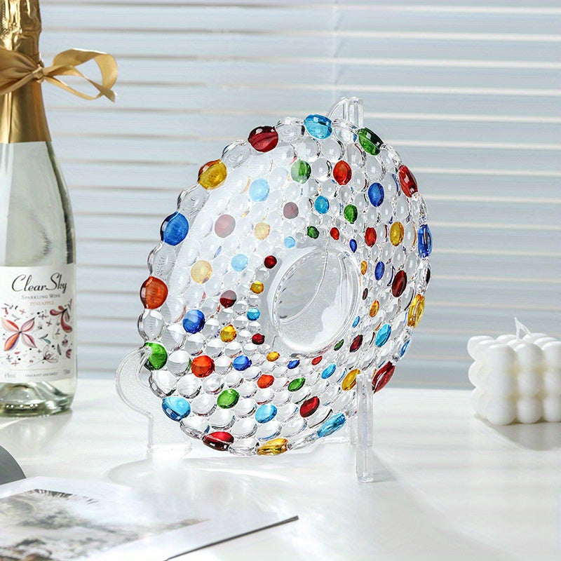 BohoServe-Kom de lunares - Colorido cuenco de vidrio para frutas para el hogar y la cocina