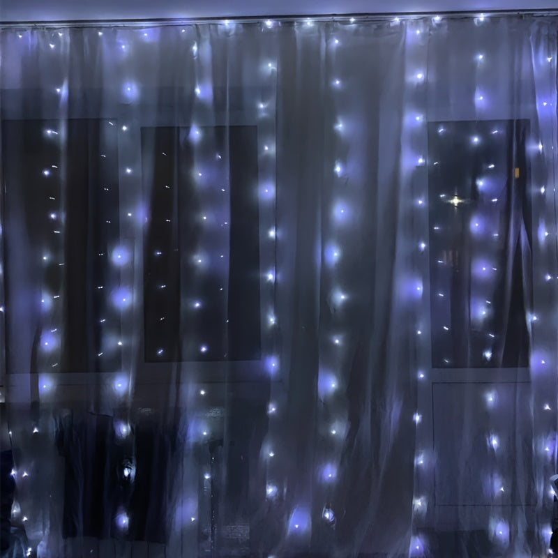LuxeGlow - USB LED Curtain Lights with Remote Control, 8 Modes for Party Decoration