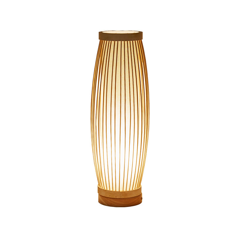 BambooGlow - Elongated Bamboo Table Lamp with Fabric Shade