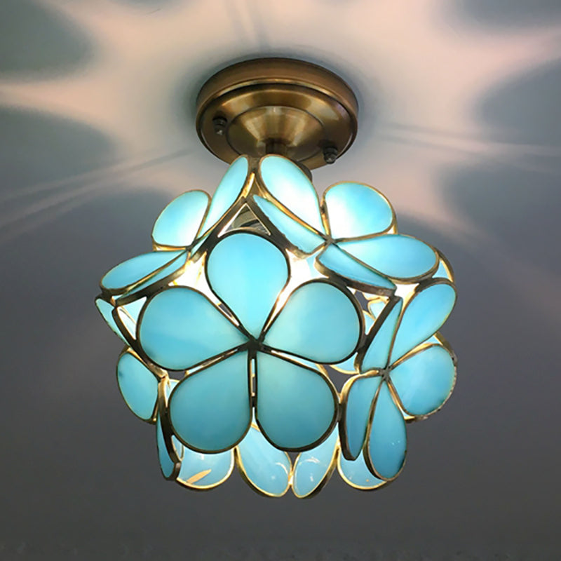 Retro Stijl Gekleurde PVC Plafondlamp met Bloemenpatroon