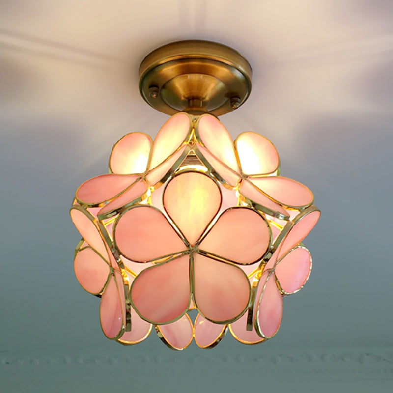 Retro Stijl Gekleurde PVC Plafondlamp met Bloemenpatroon