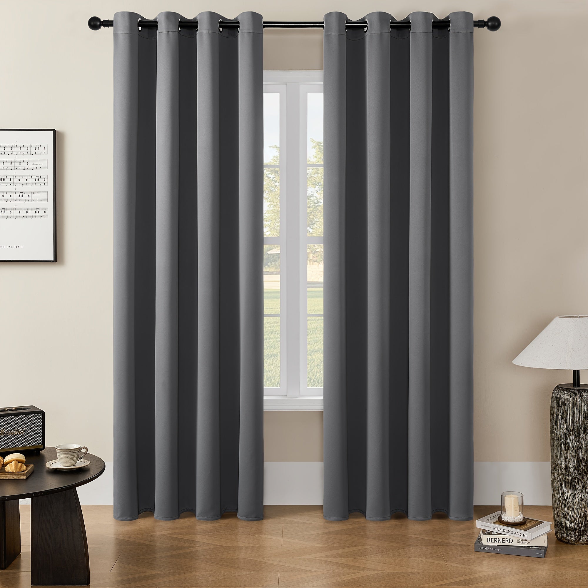 Tende Oscuranti - 2 Pezzi Tende Moderne in Poliestere con Isolamento Termico e Anelli