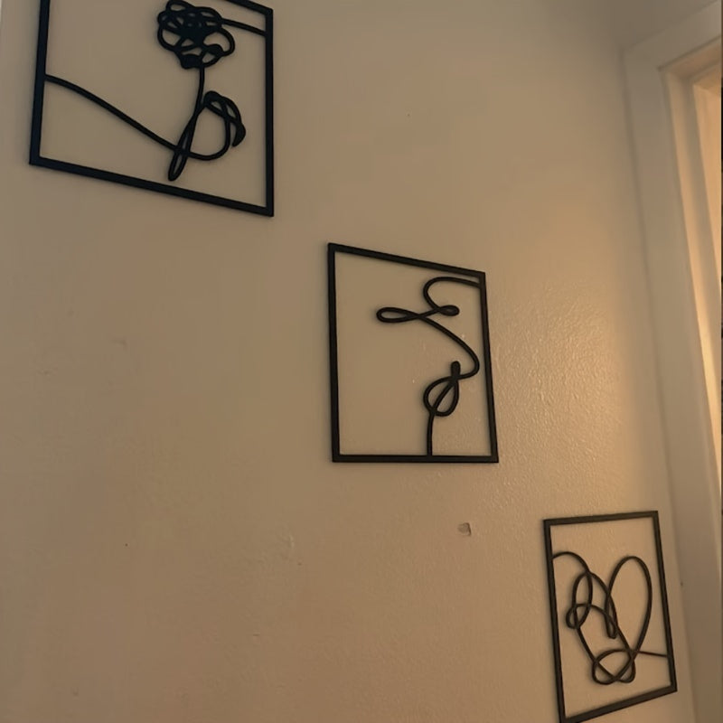 LoveLine - Moderne Metalen Liefdesthema Muursculptuur Set