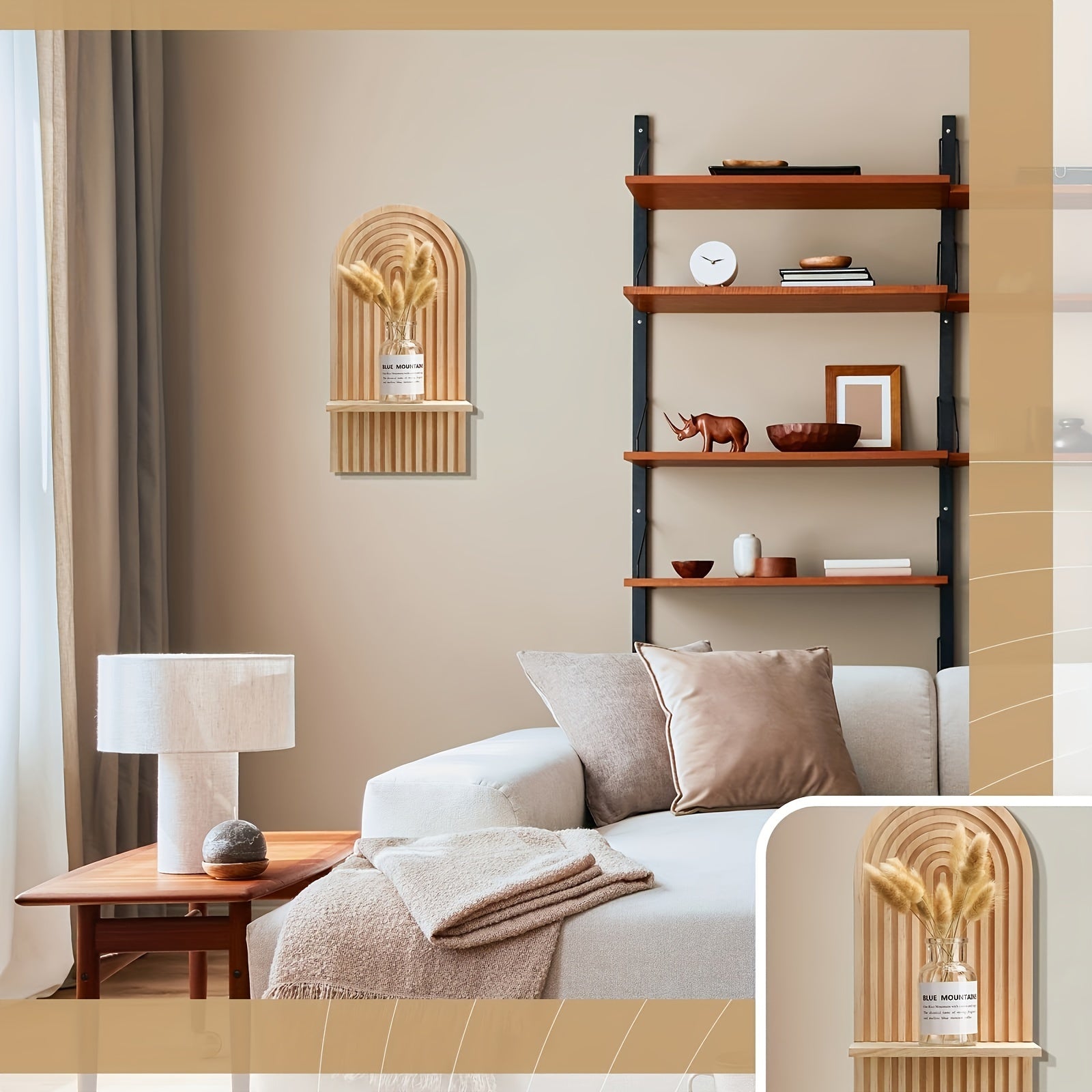 BohoRainbow - Boheemse Houten Regenboog Wandplank voor Decoratie en Opslag