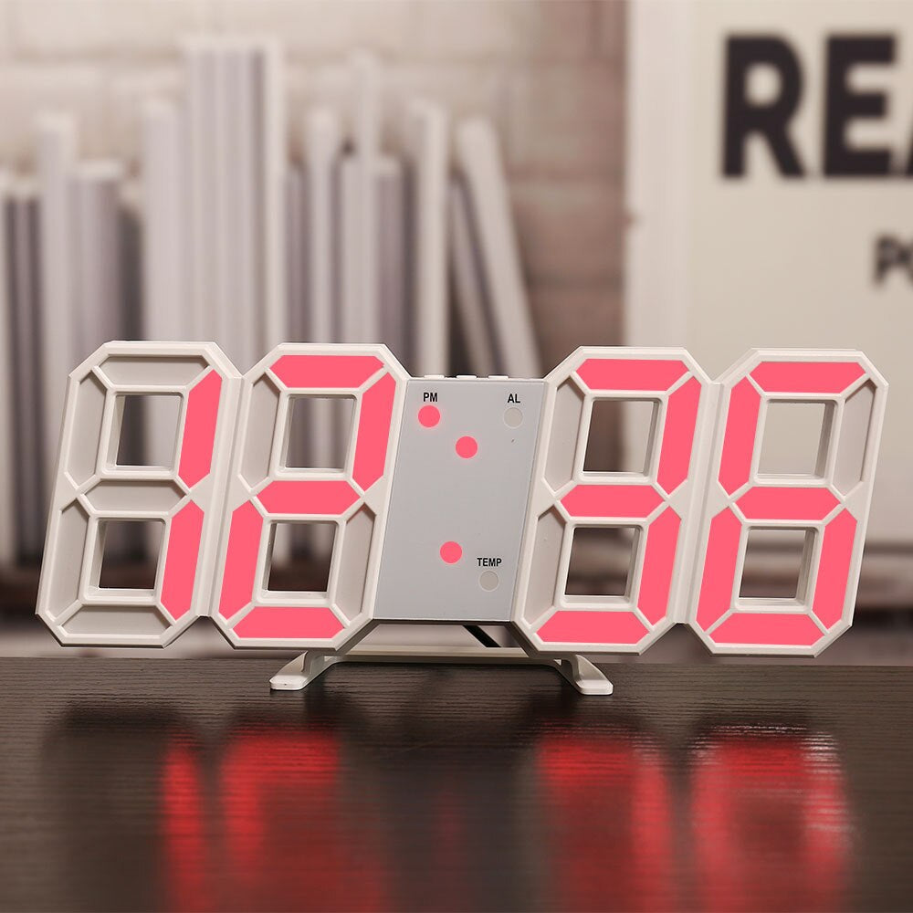 LED Digital Wall Clock - Temperature and Alarm