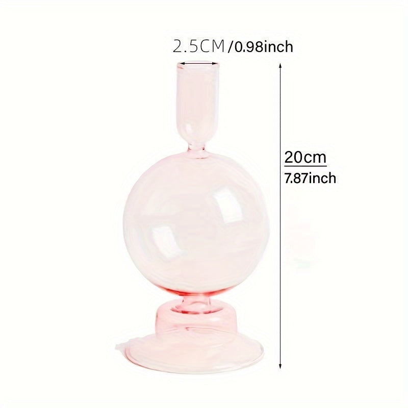 1pc Juego de Candelabros de Vidrio Creativos y Minimalistas - Jarrón de Vidrio Lacado para Decoración de Mesa en Sala de Estar, Comedor y Cena Romántica