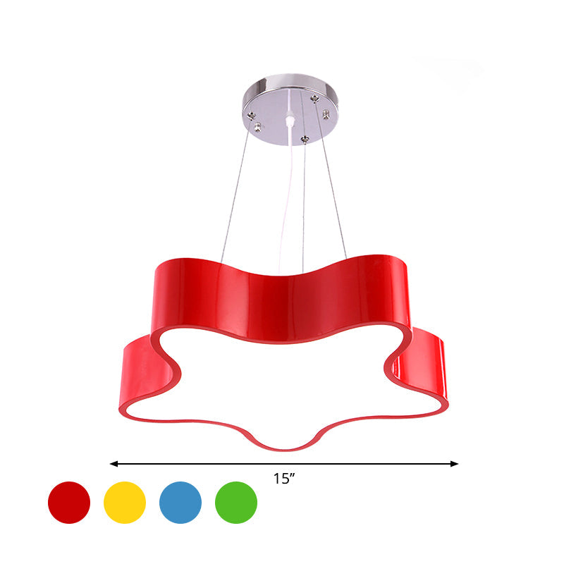 Lampada LED per bambini sospesa con paralume in acrilico a forma di stella, finitura rosso/verde/giallo