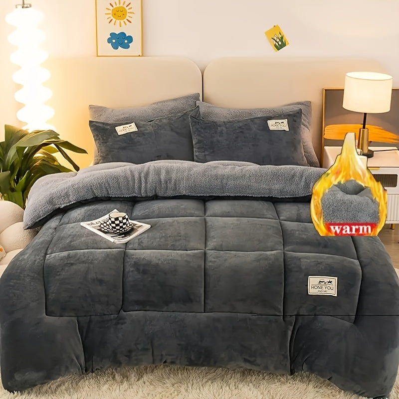 1pc Lussuoso Piumone Fluffy, Stile Contemporaneo, Extra Spesso Pile Biancheria da Letto Autunno-Inverno, Antistatico, Leggero ma Caldo